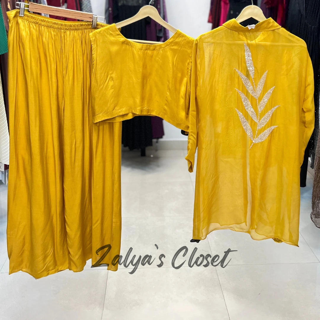 Yellow Co-ord Indo Western With Cutdana Work