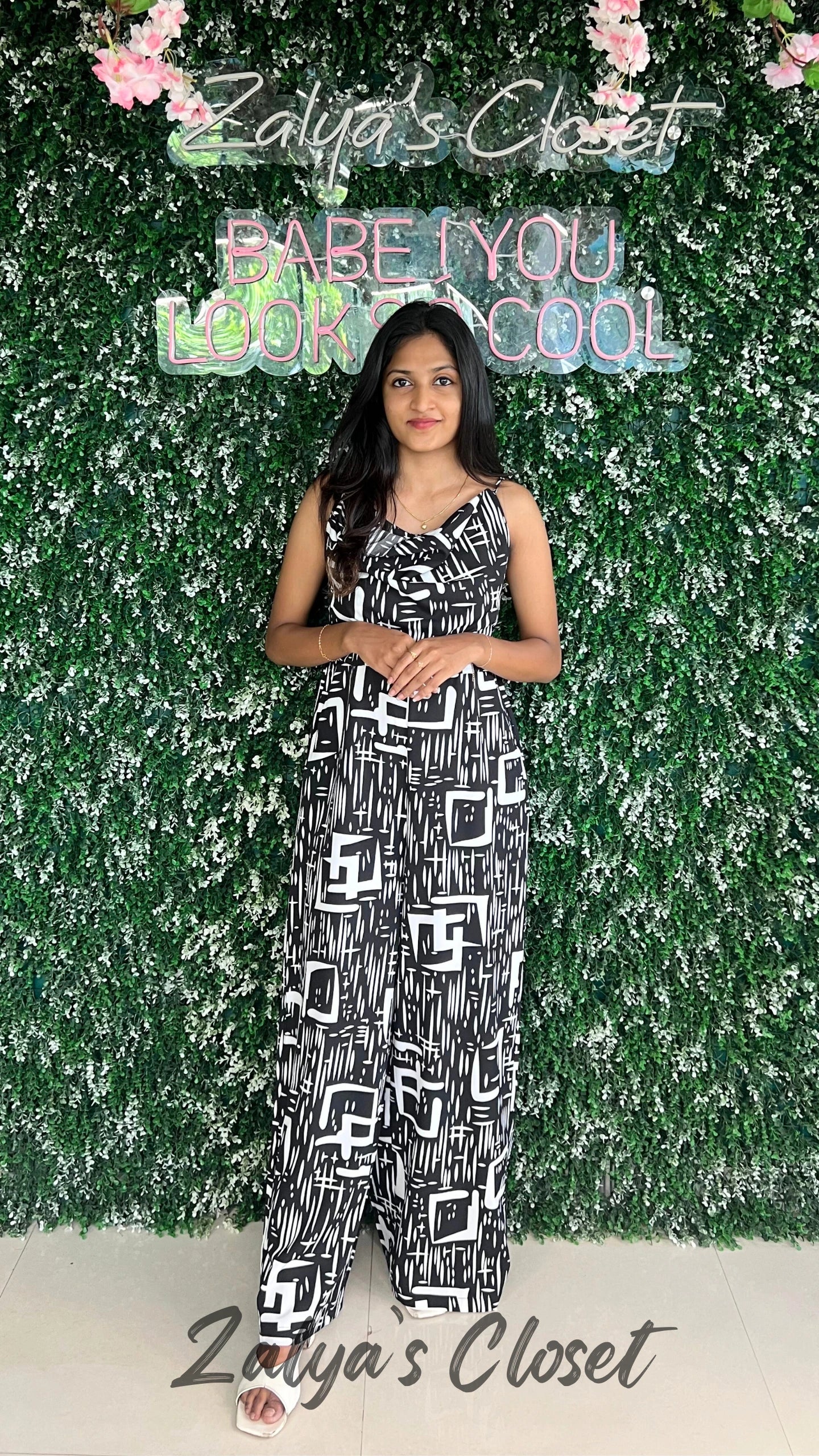 Imported Printed Jumpsuits - Black image