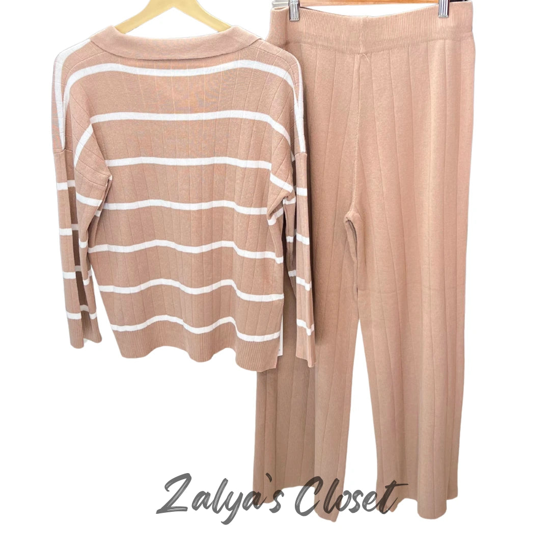 Imported Airport Look Co-ord Set Horizontal Striped Top image 3