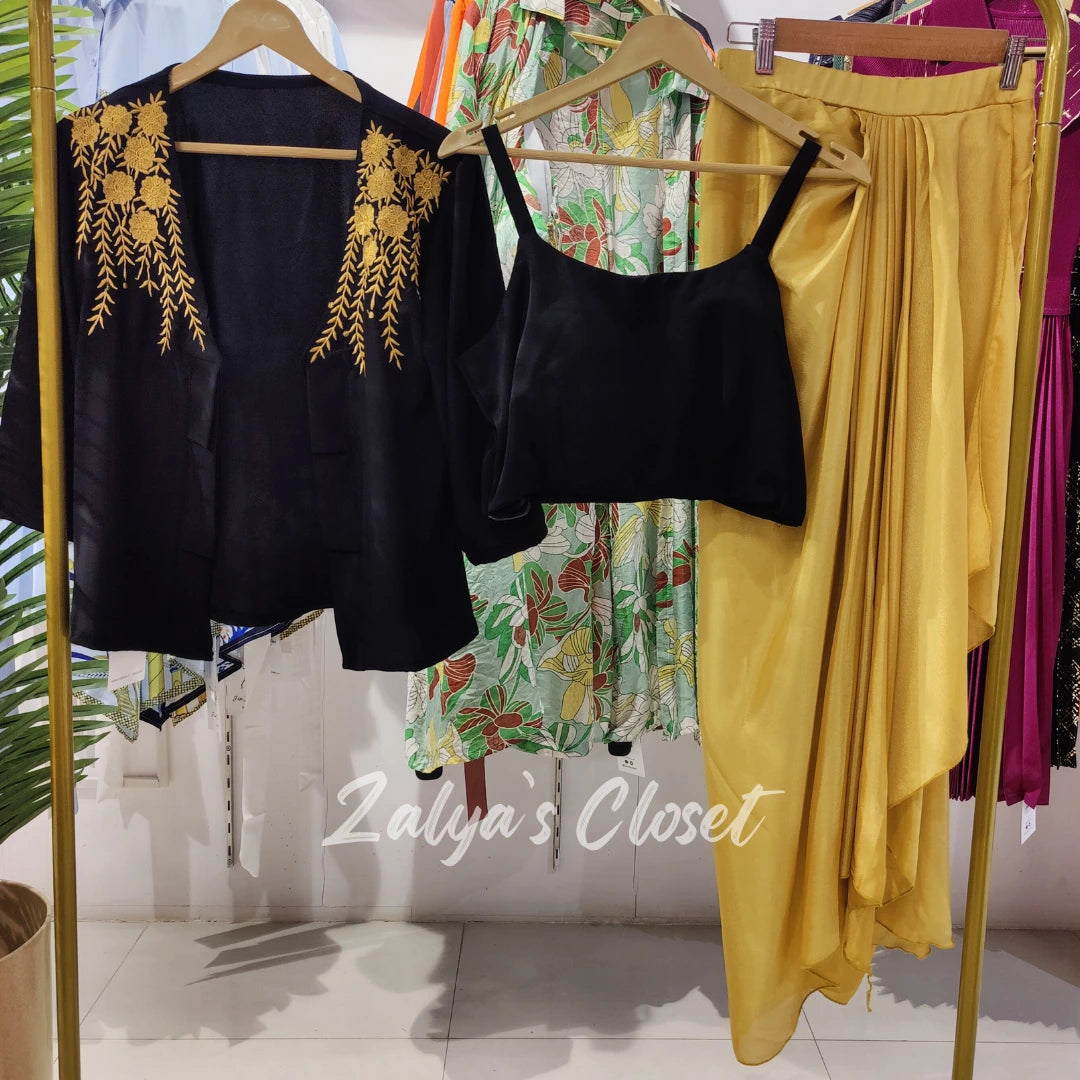 3 Pcs Cowl Skirt Indo Western Co-ord Set image 16