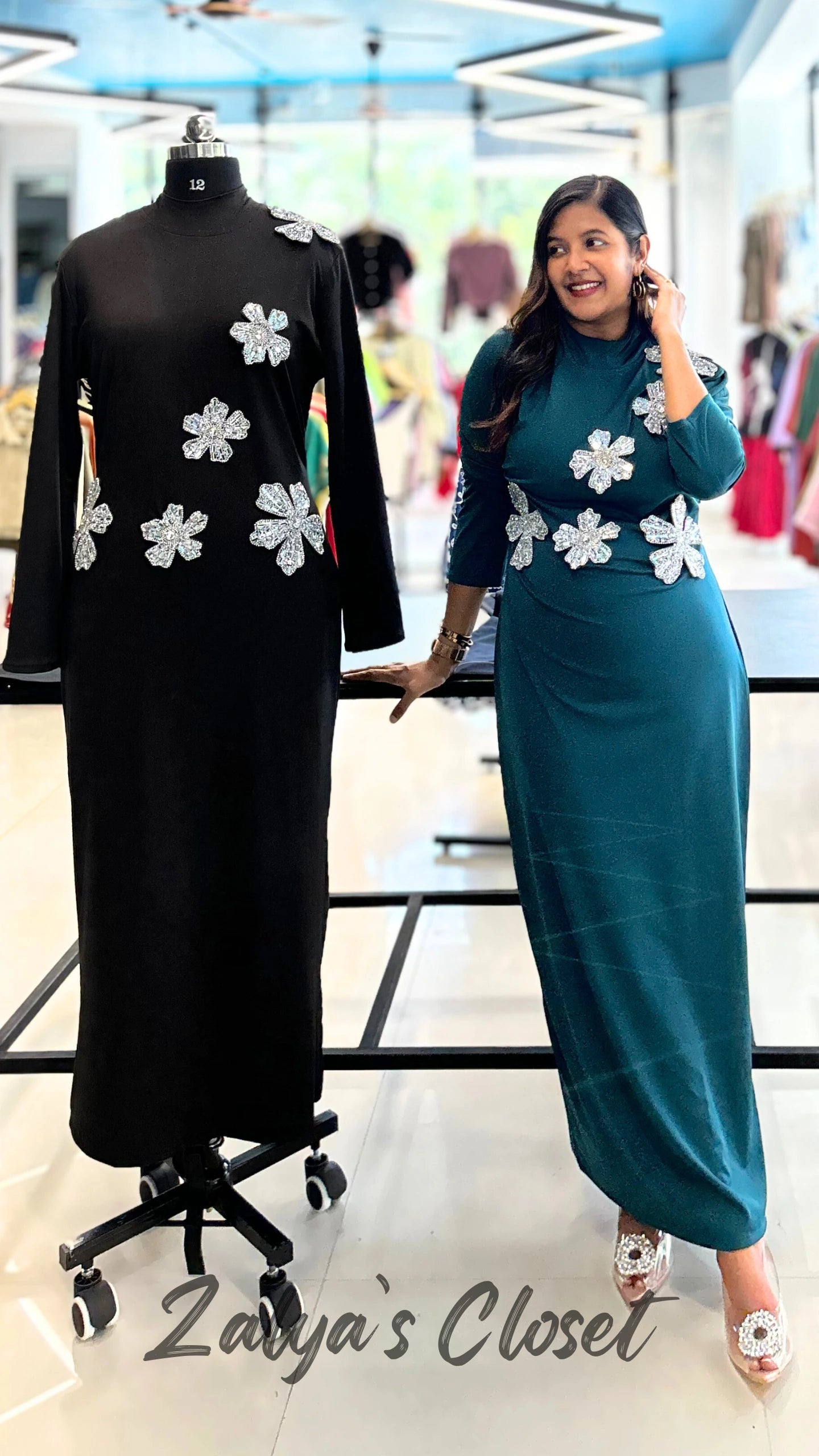 Flower Stone Work Full Length Party wear image 5