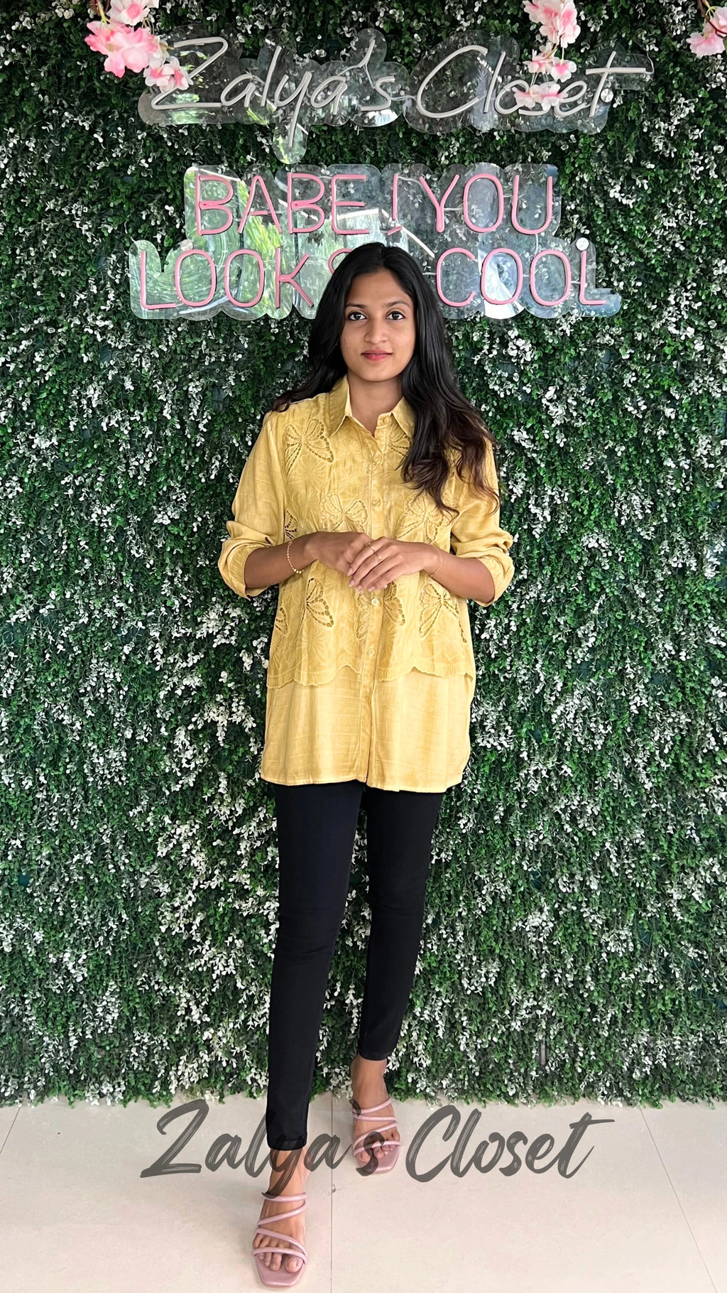 Imported Double Layer Acid Wash Shirt - Yellow image