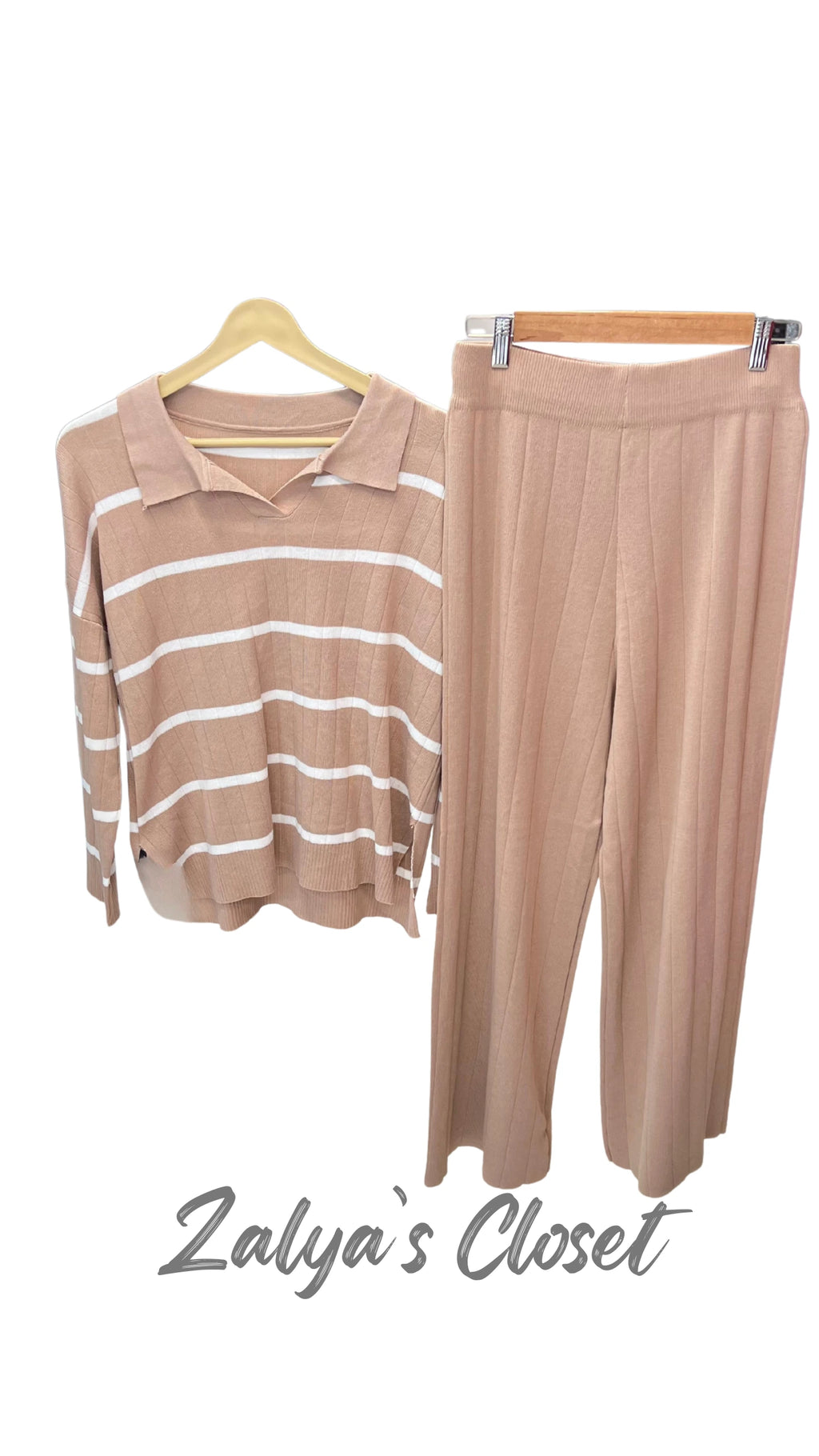 Imported Airport Look Co-ord Set Horizontal Striped Top image 1