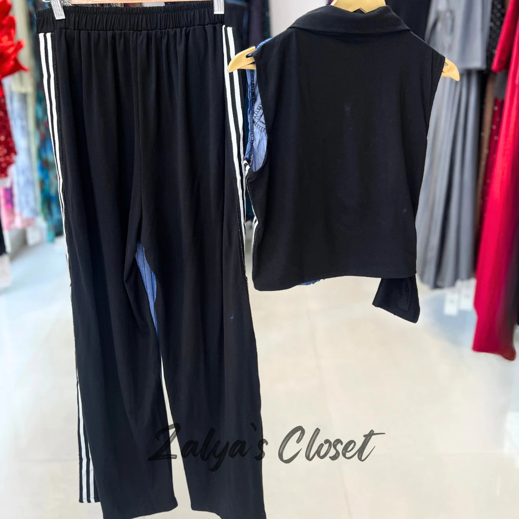 Sleeveless Vertical Striped Denim Co-ord Set image 5