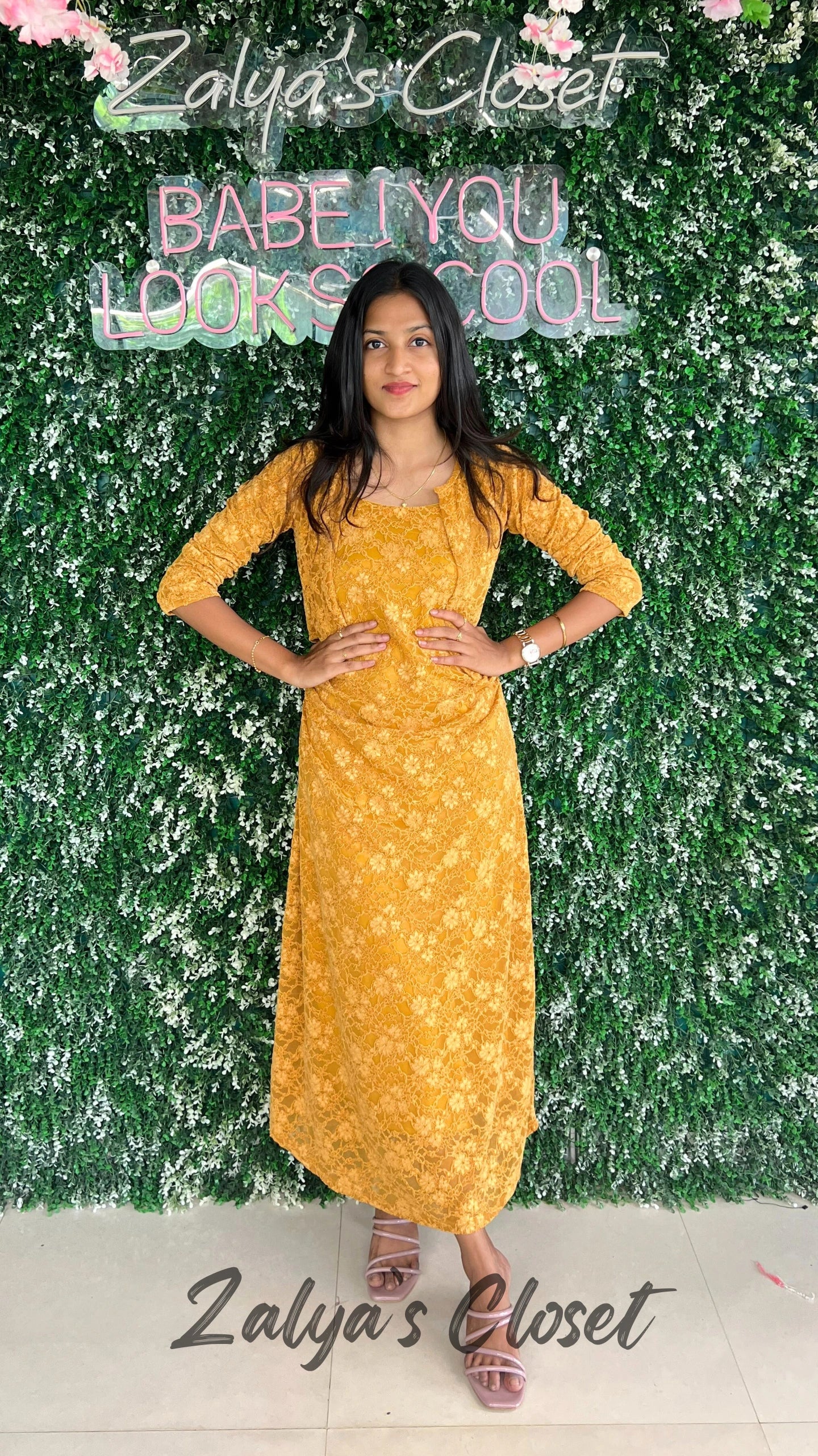 Imported Lace Design Slip Dress with Shrug image 3