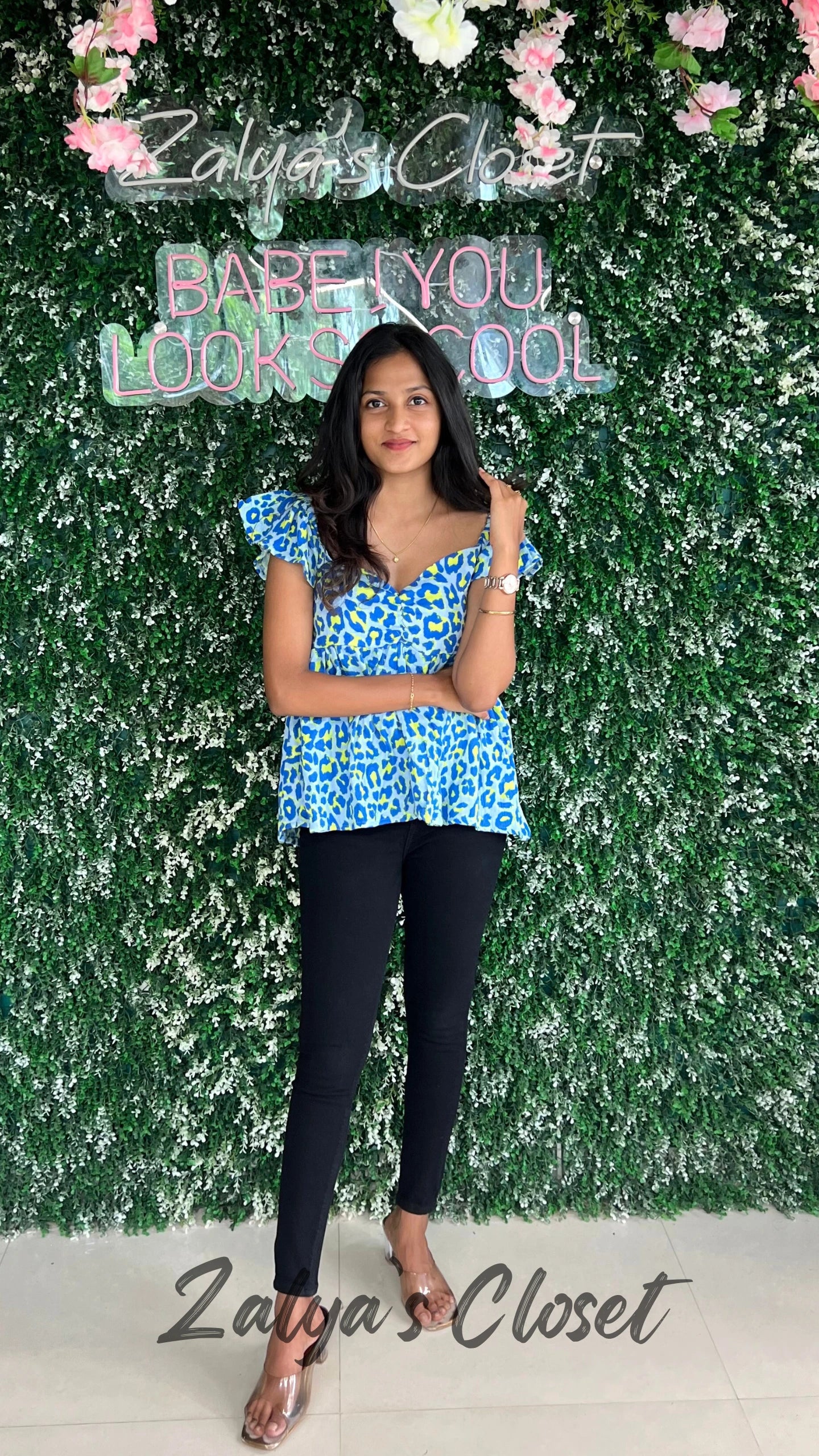 Peplum Style Smocking Printed Top image 4