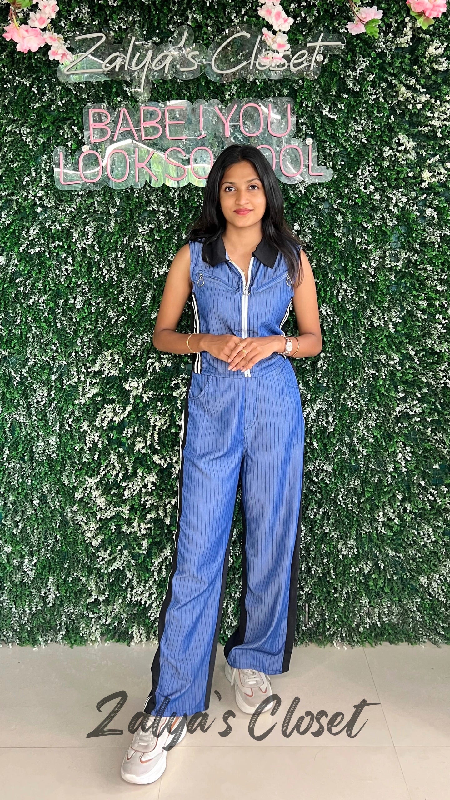 Sleeveless Vertical Striped Denim Co-ord Set image 3