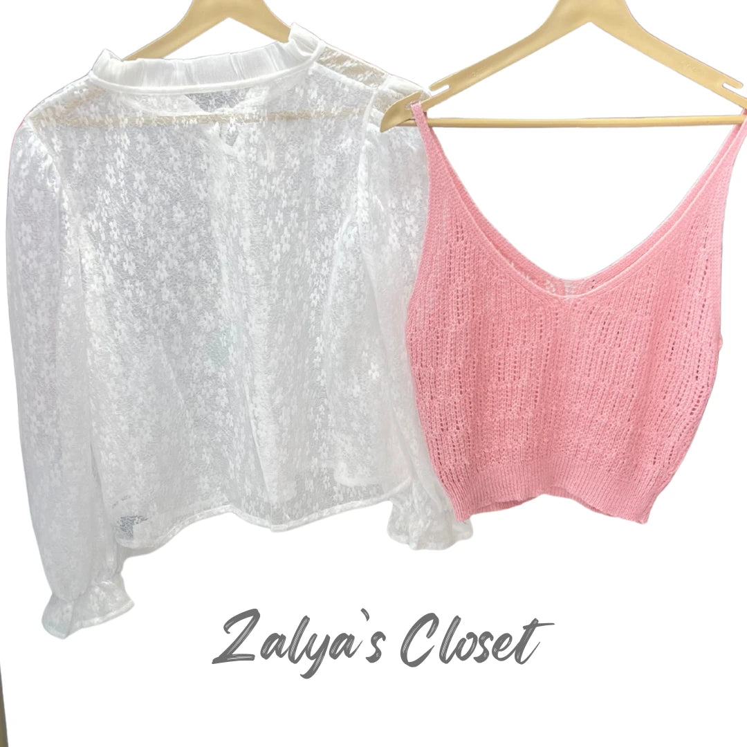 White Lace Top with Vest on Top image 7