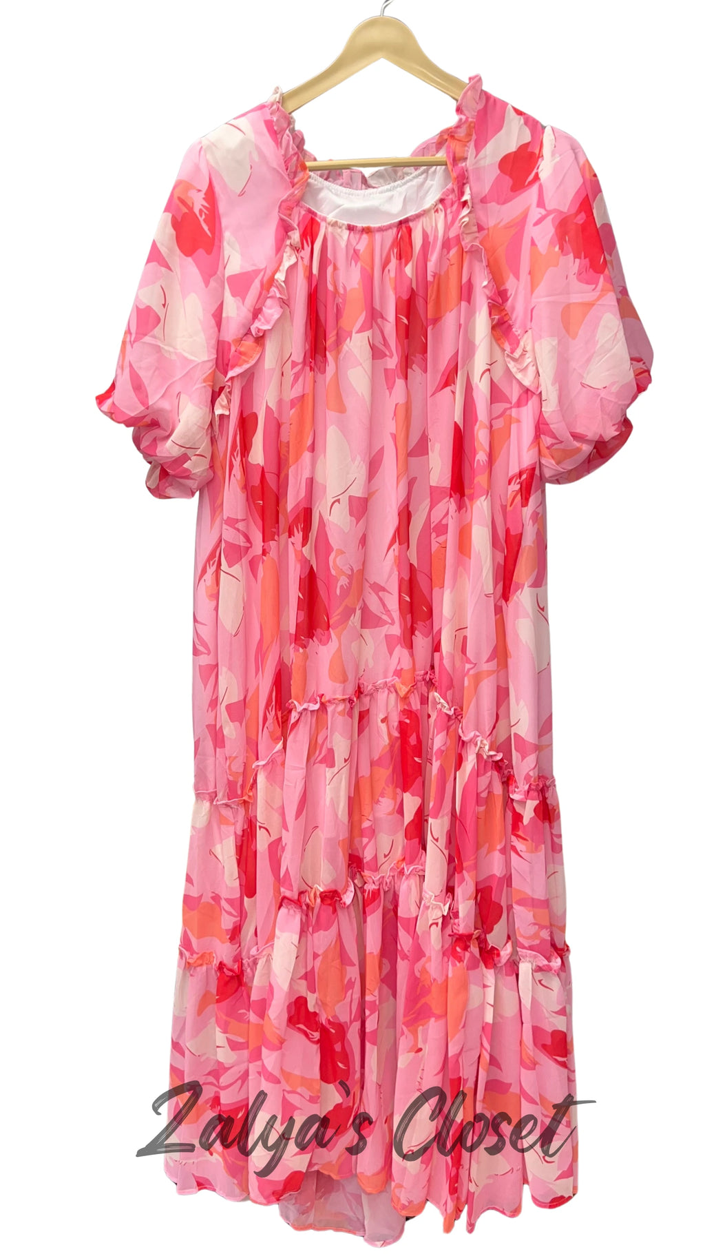 Imported Printed Gown - Pink image