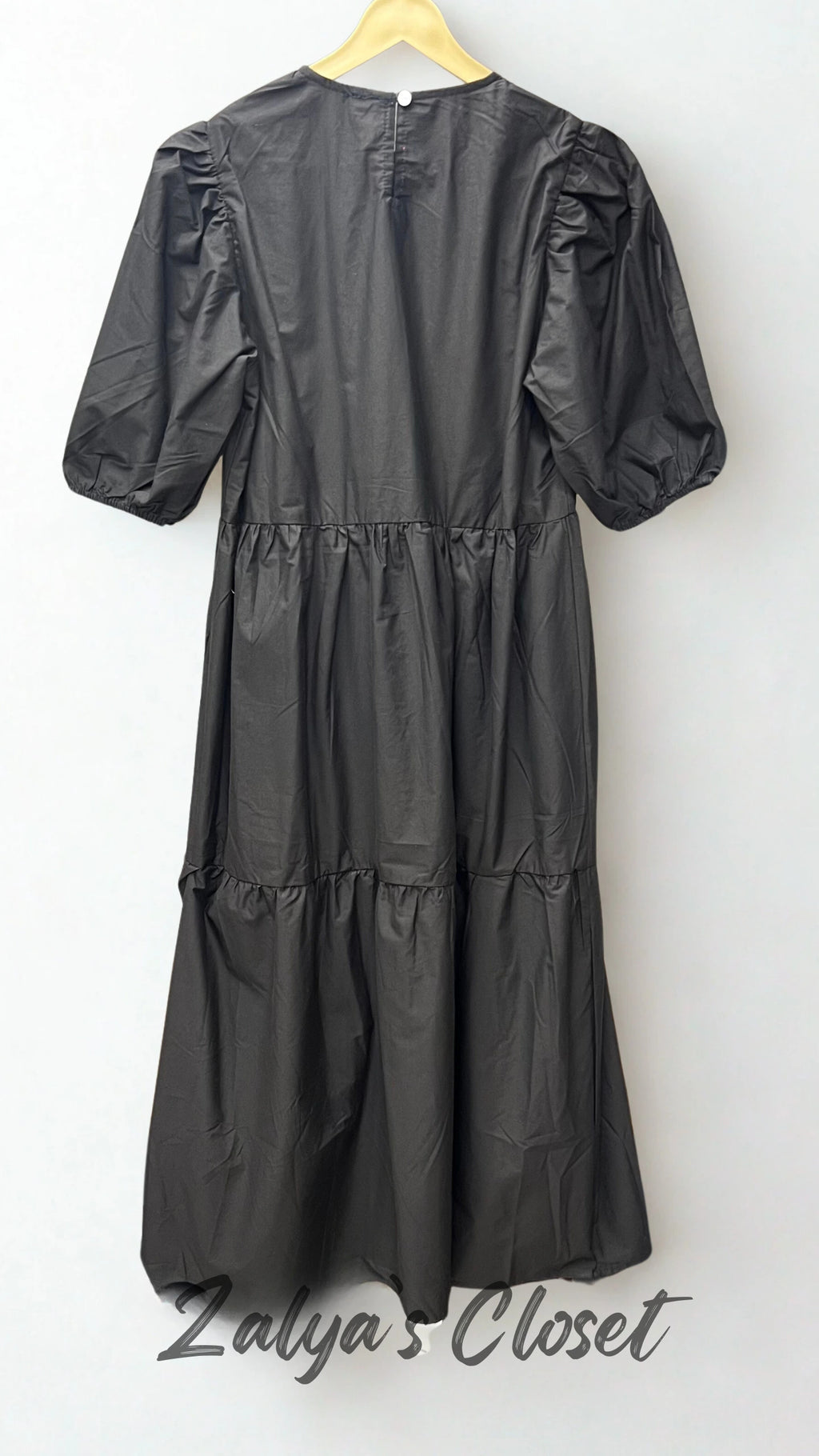 Knee Length Solid Cotton Tiered Dress image 1