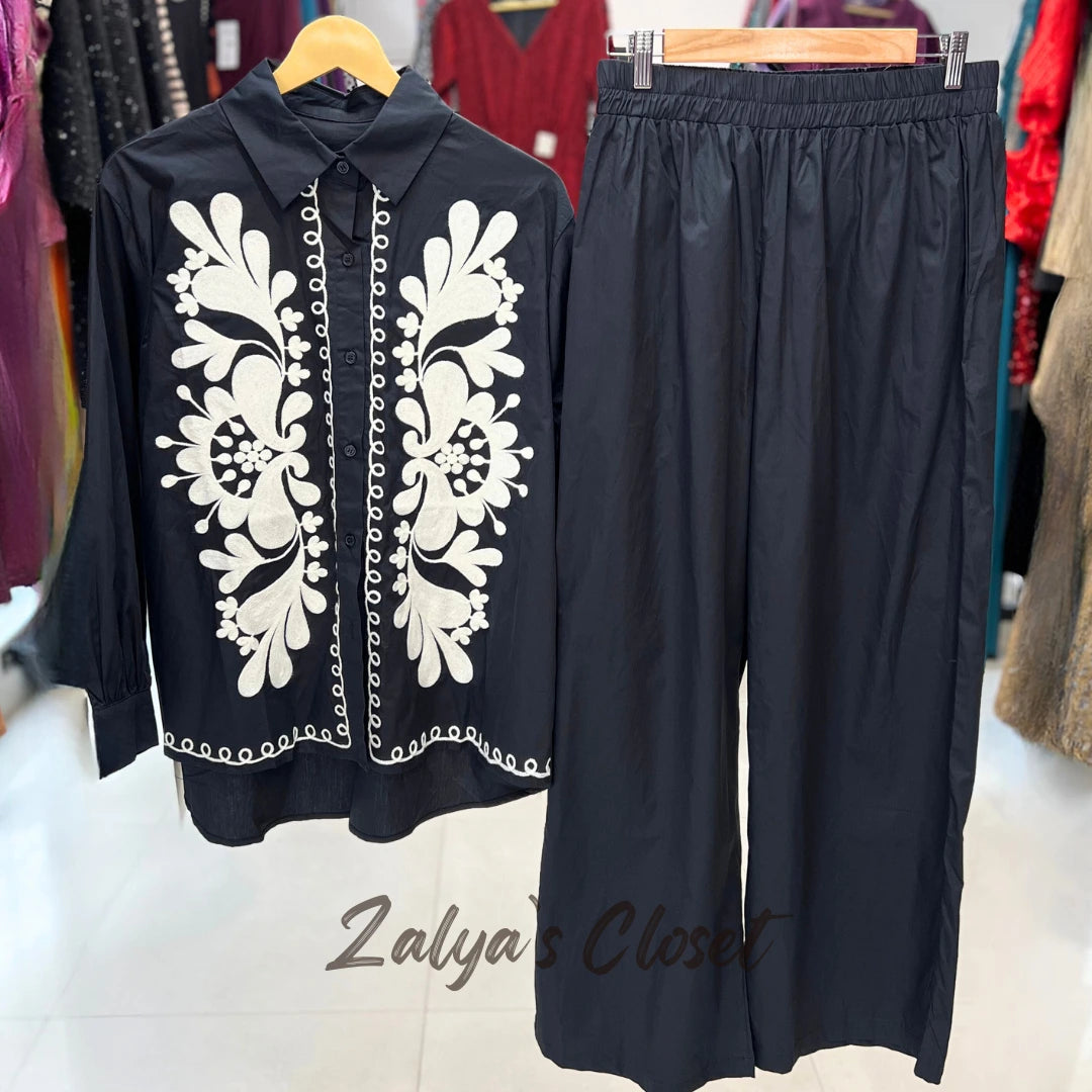 Imported Denim Co-ord Set with Embroidery Detailing image 3