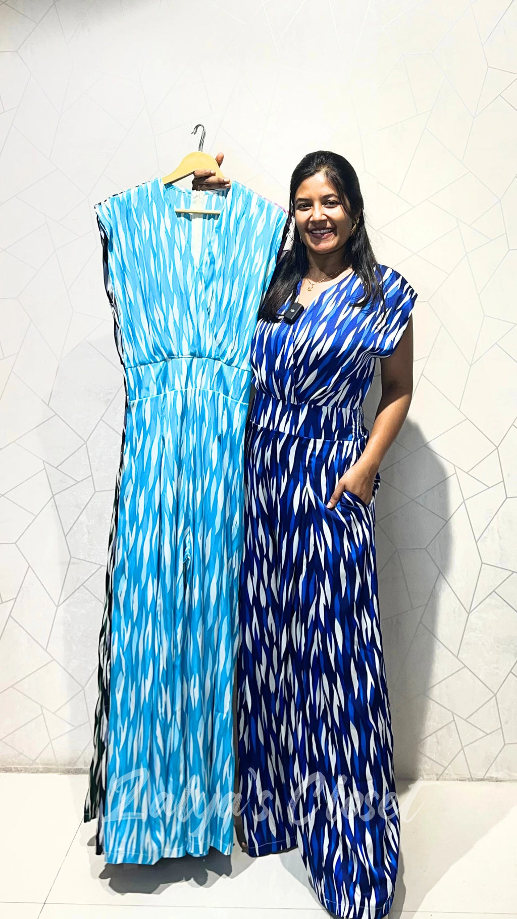 Printed Imported Jumpsuit - Blue image
