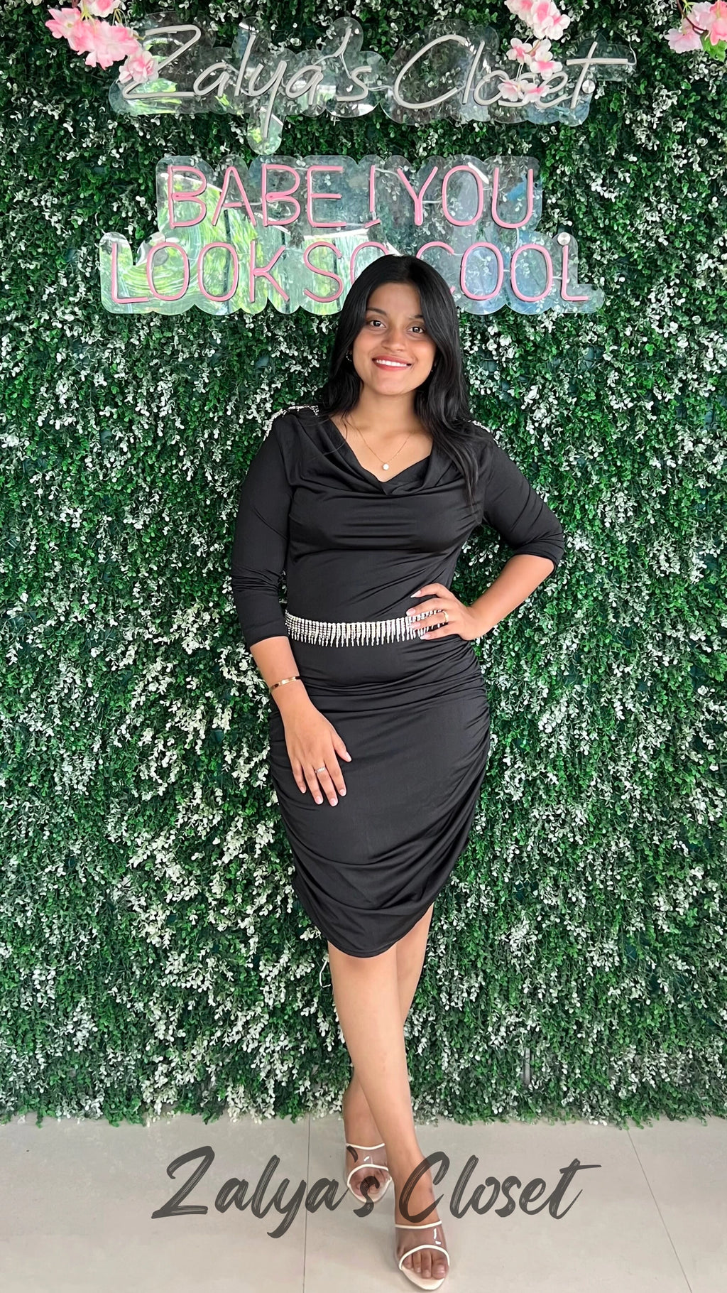 Party wear Dress with Stone Details - Black image