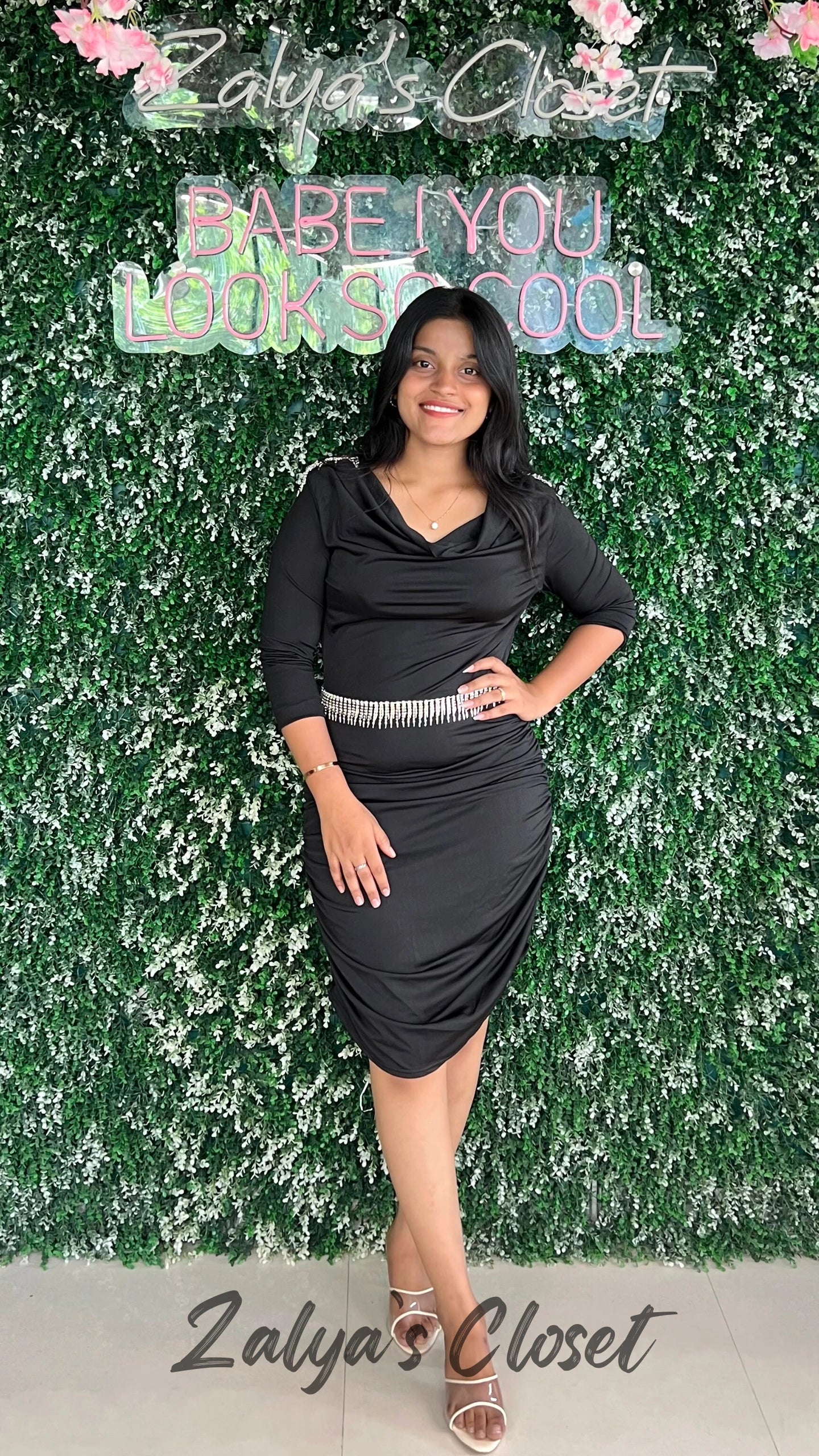 Party wear Dress with Stone Details - Black image