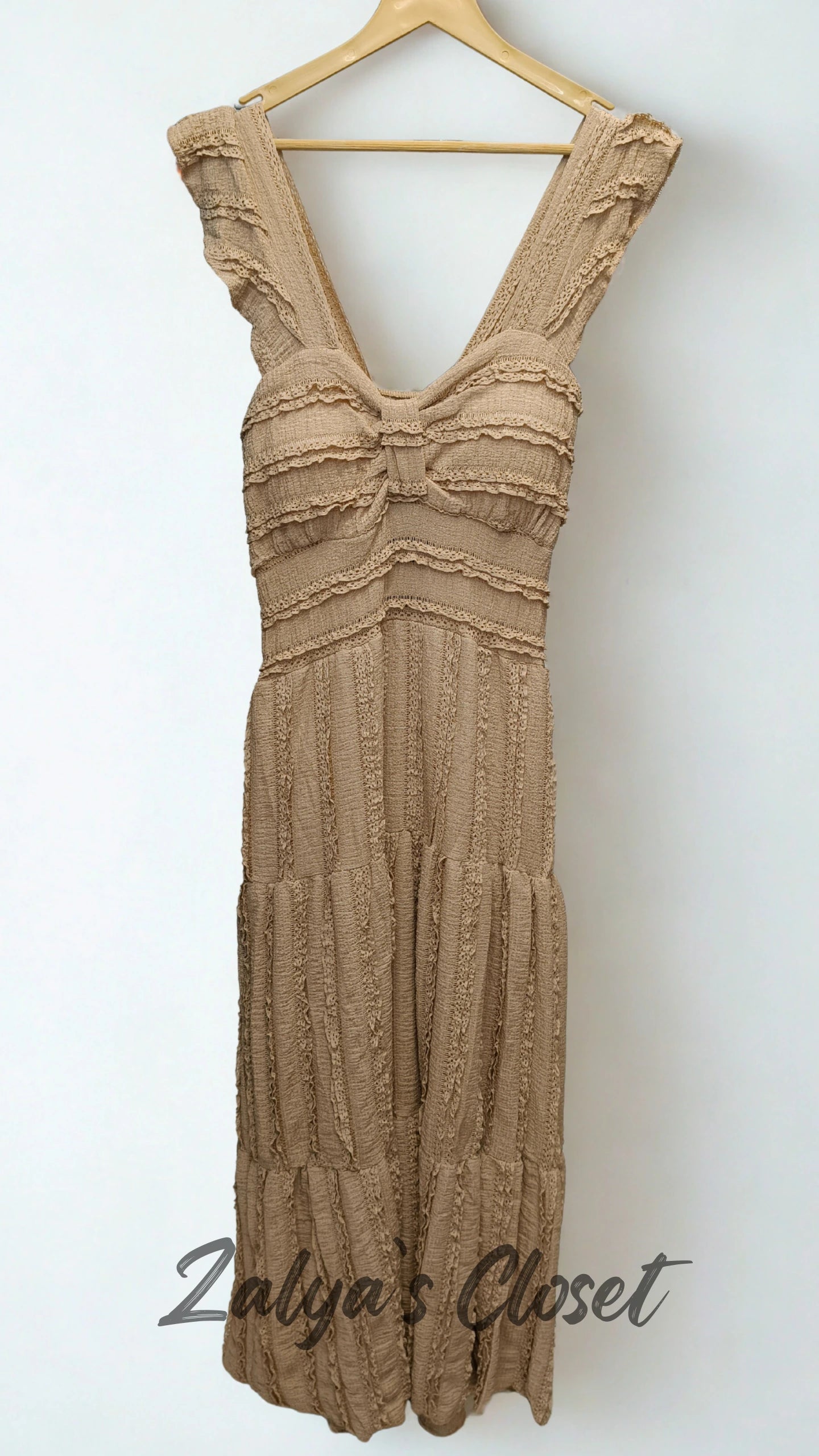 Imported Tiered Dress - Brown image