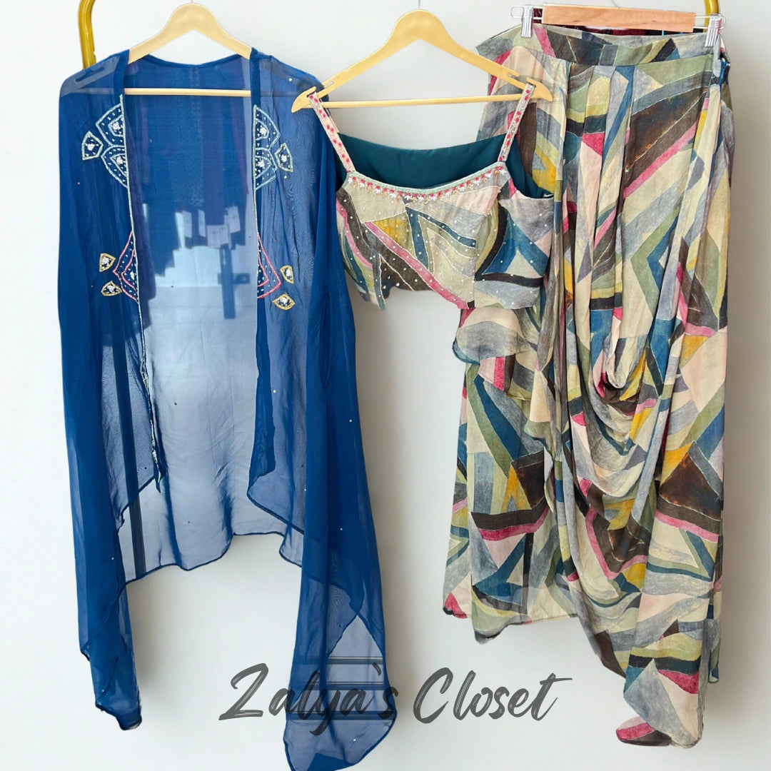 Indo Western Draped Skirt Set image 1