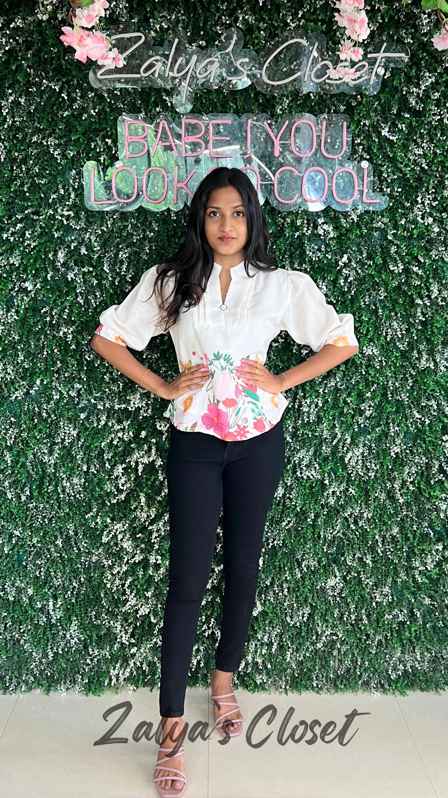 Tops with Bottom Flower Prints - Pink image