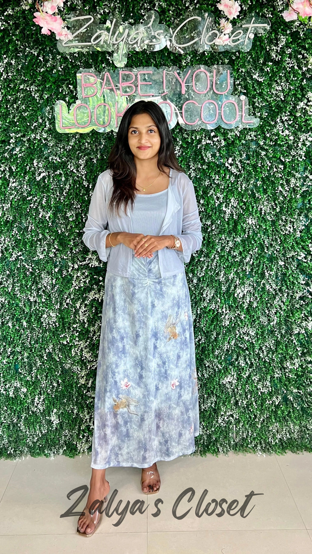 Imported Printed Bodycon Dress with Shrug image 5