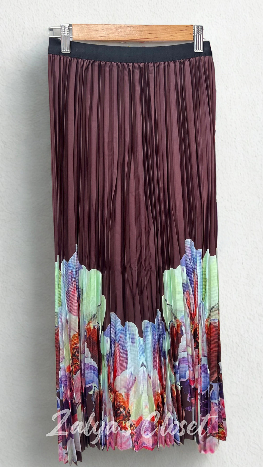 Imported Bottom Flower Printed Skirt (Copy) - Brown image