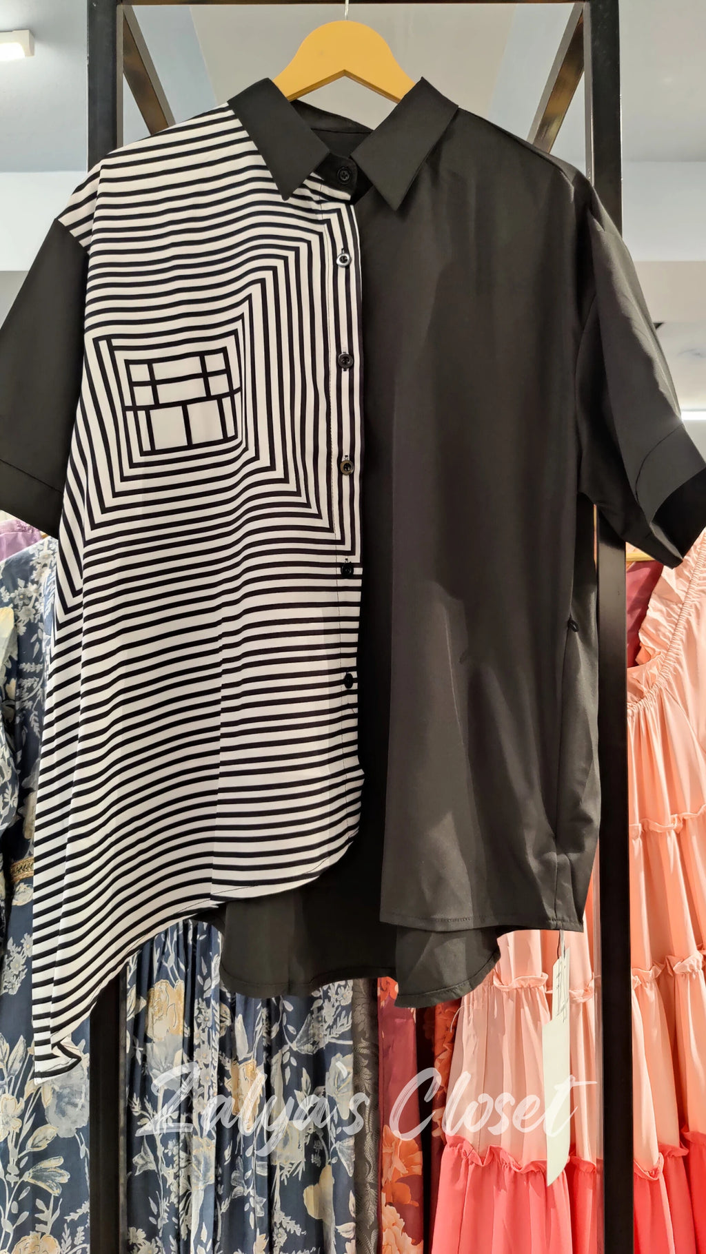 One Side Printed Asymmetrical Imported Shirt image 2