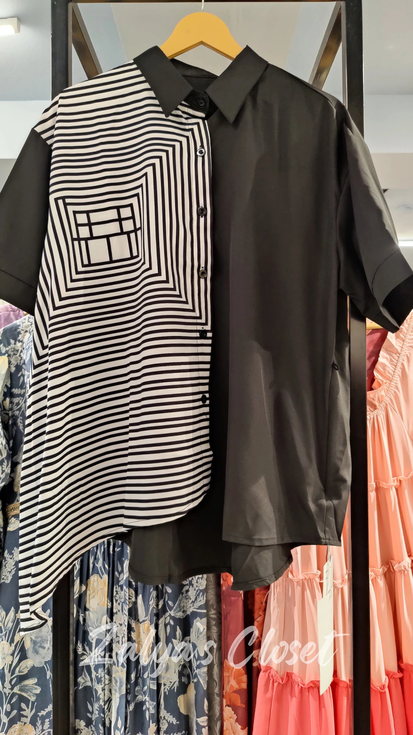 One Side Printed Asymmetrical Imported Shirt image 2