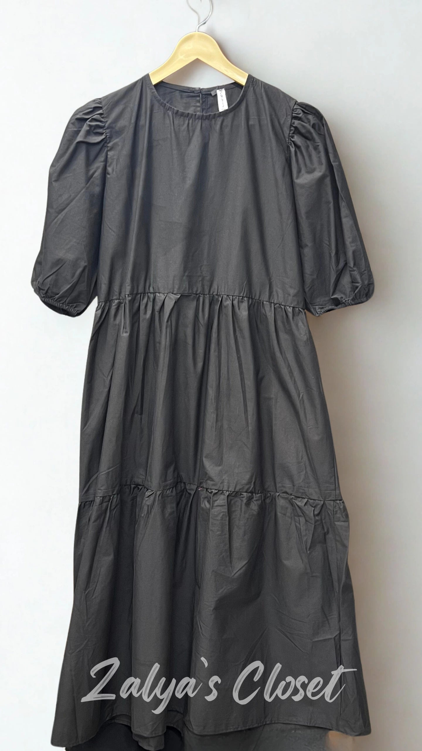 Knee Length Solid Cotton Tiered Dress image 4