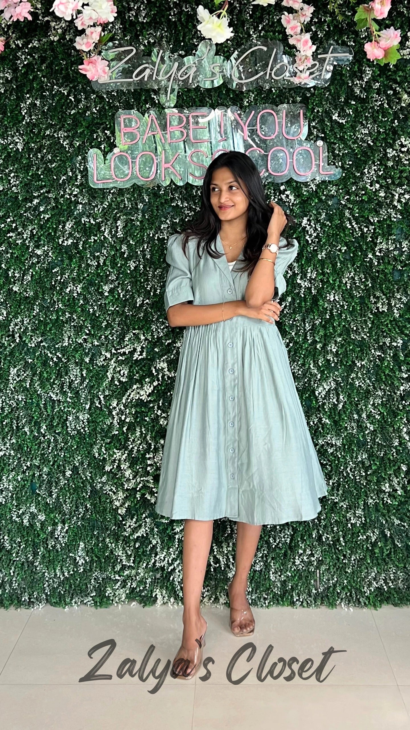 Collar Neck Cotton Puff Sleeve Dress image 17