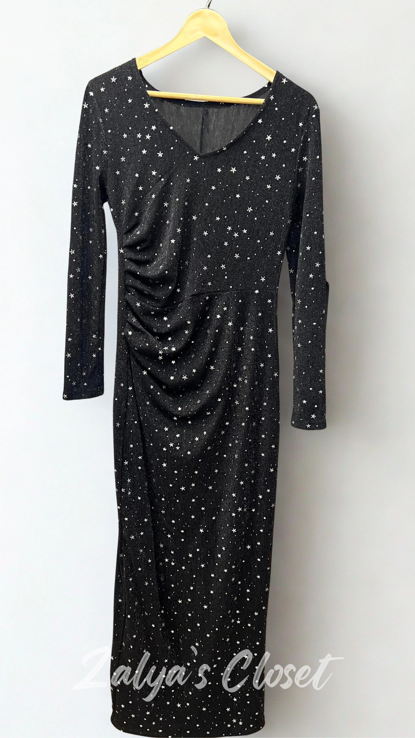 Imported Shimmer Bodycon Dress - Black image