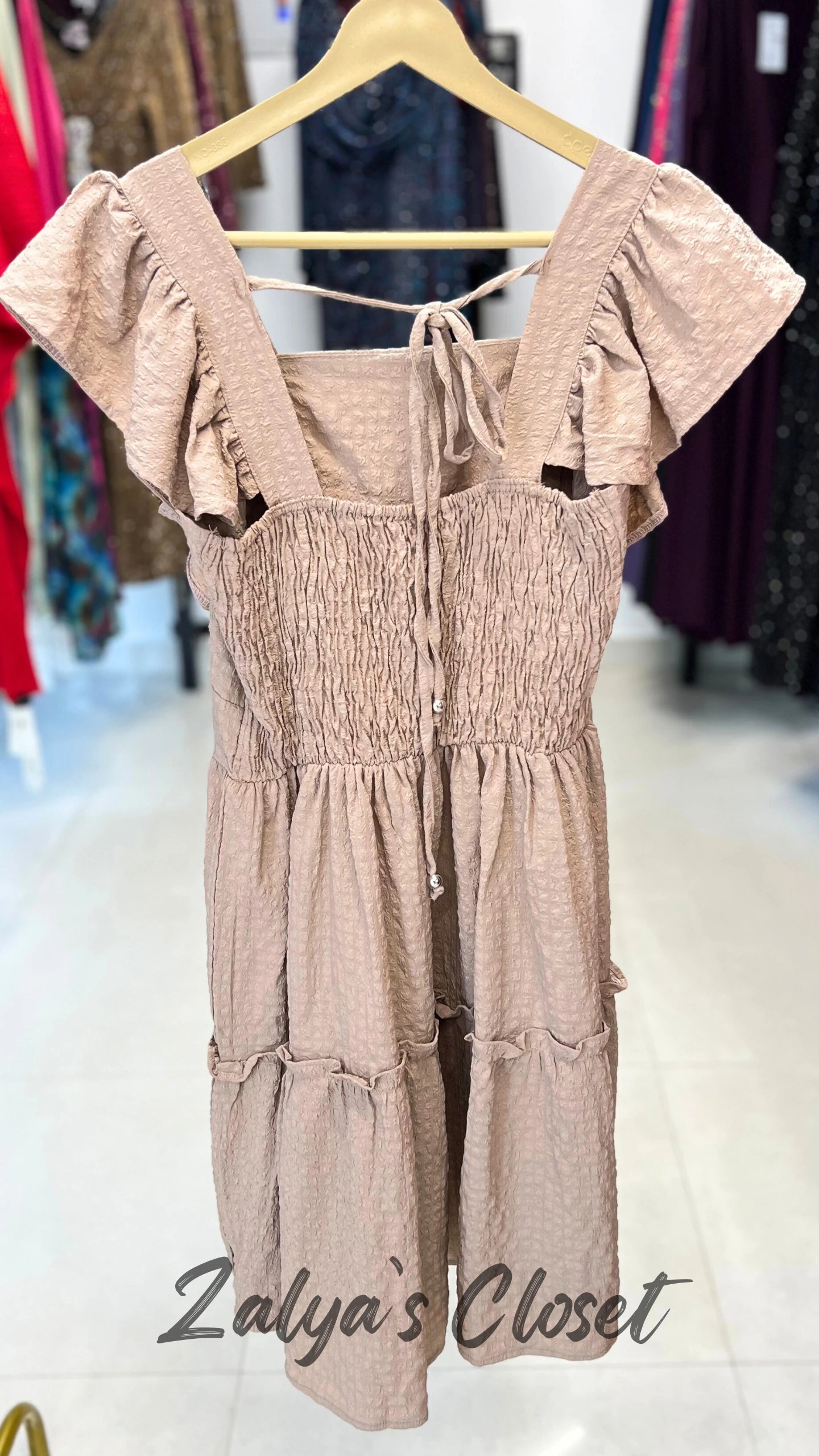 Solid Puff Tiered Dress image 4