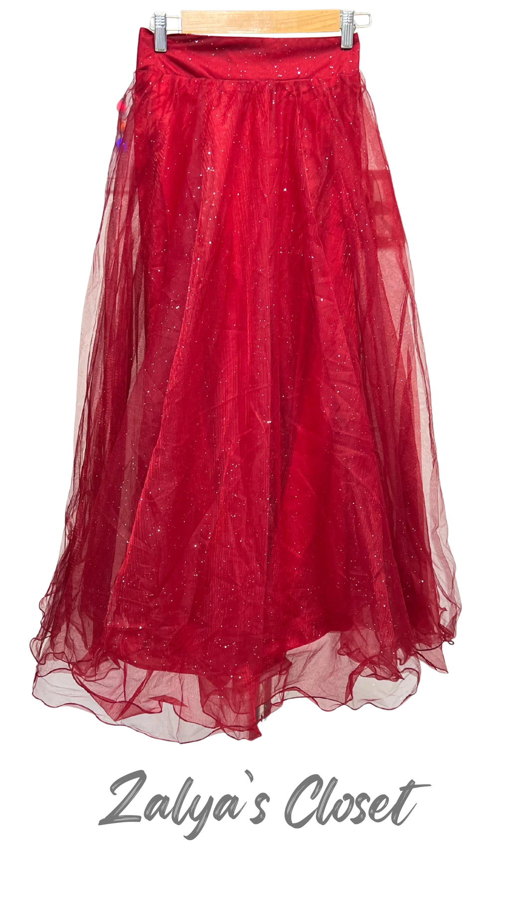 Organza Skirts With Stone Work - Red image