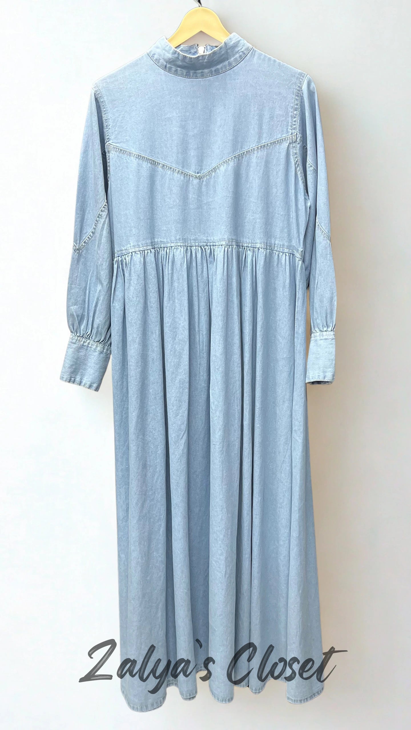 Collar Cotton Denim Long Dress image 2