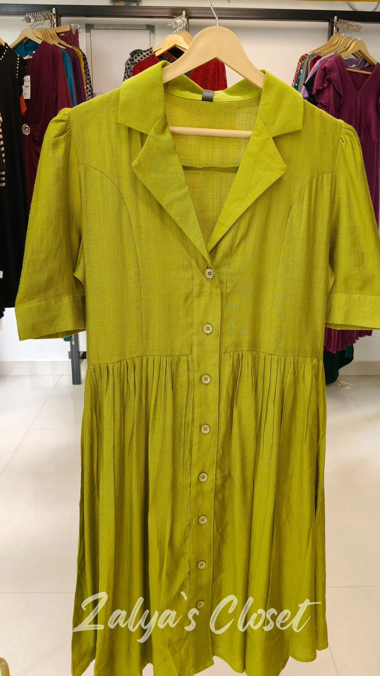 Collar Neck Cotton Puff Sleeve Dress image 4