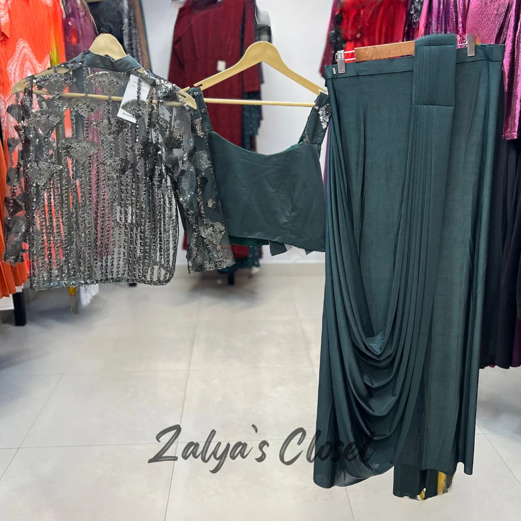 Jacket Style Predraped Saree image 4