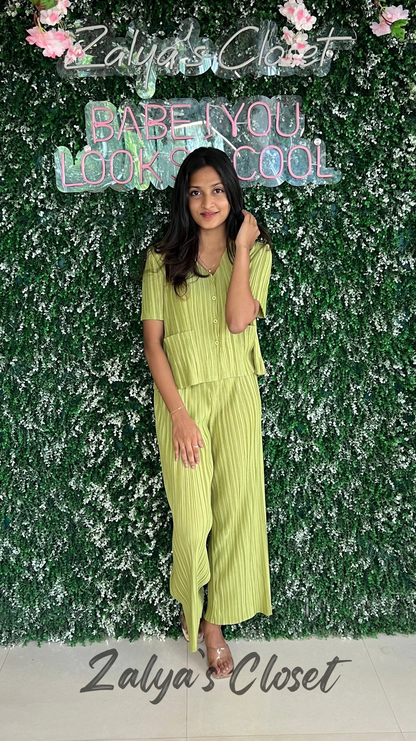 Imported Pleated Solid Co-ord Set image 6