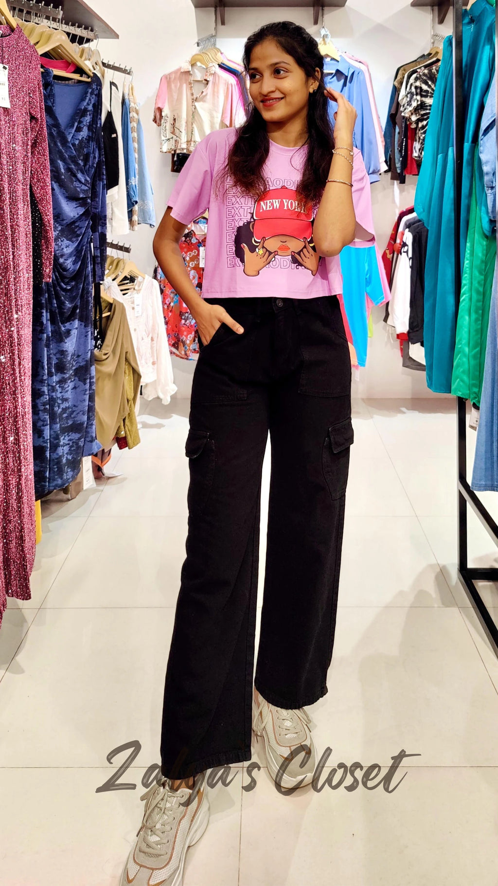 Cropped Cartoon Printed T- shirt image 0