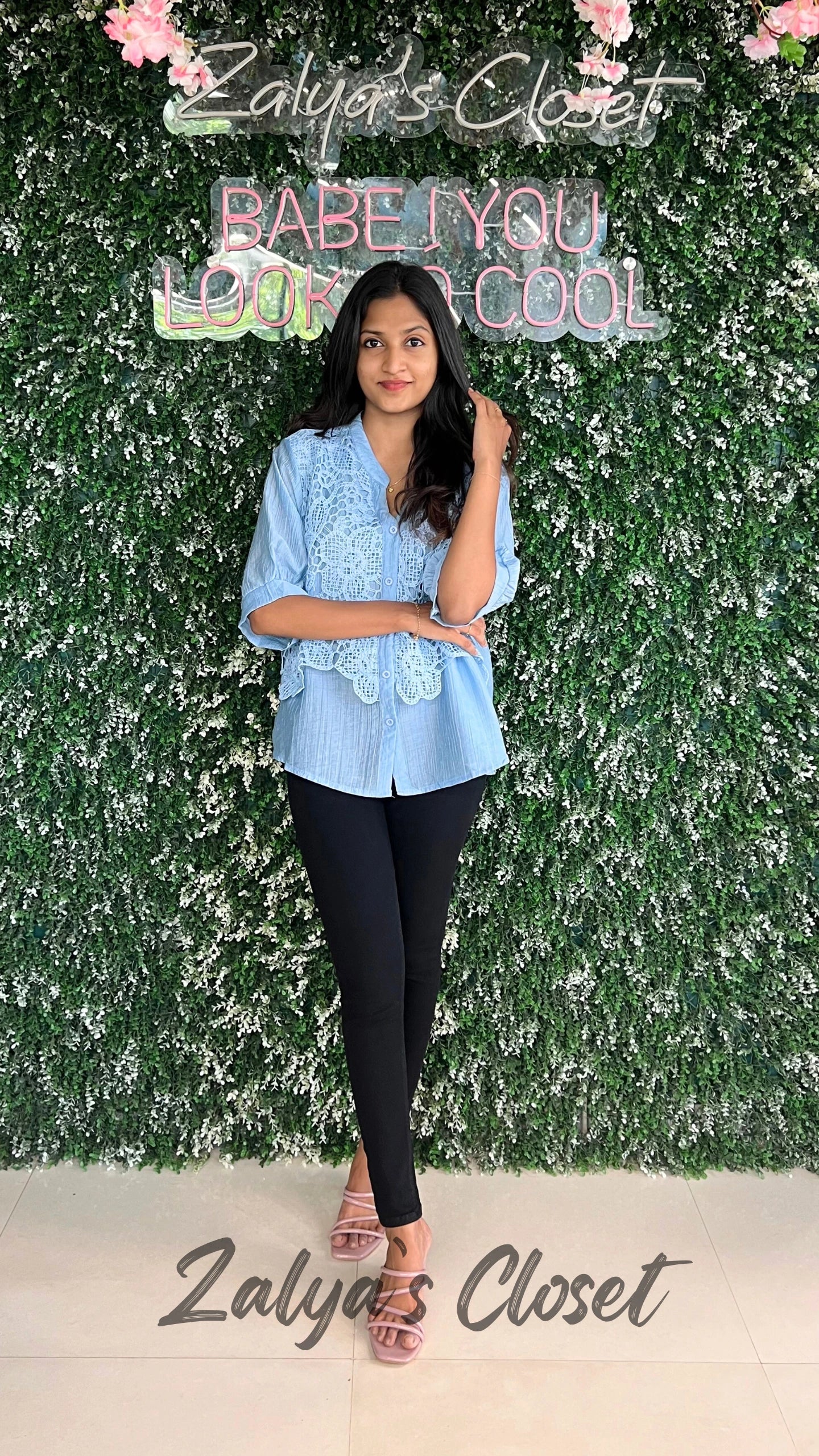 Imported Lace Work Tops - Blue image