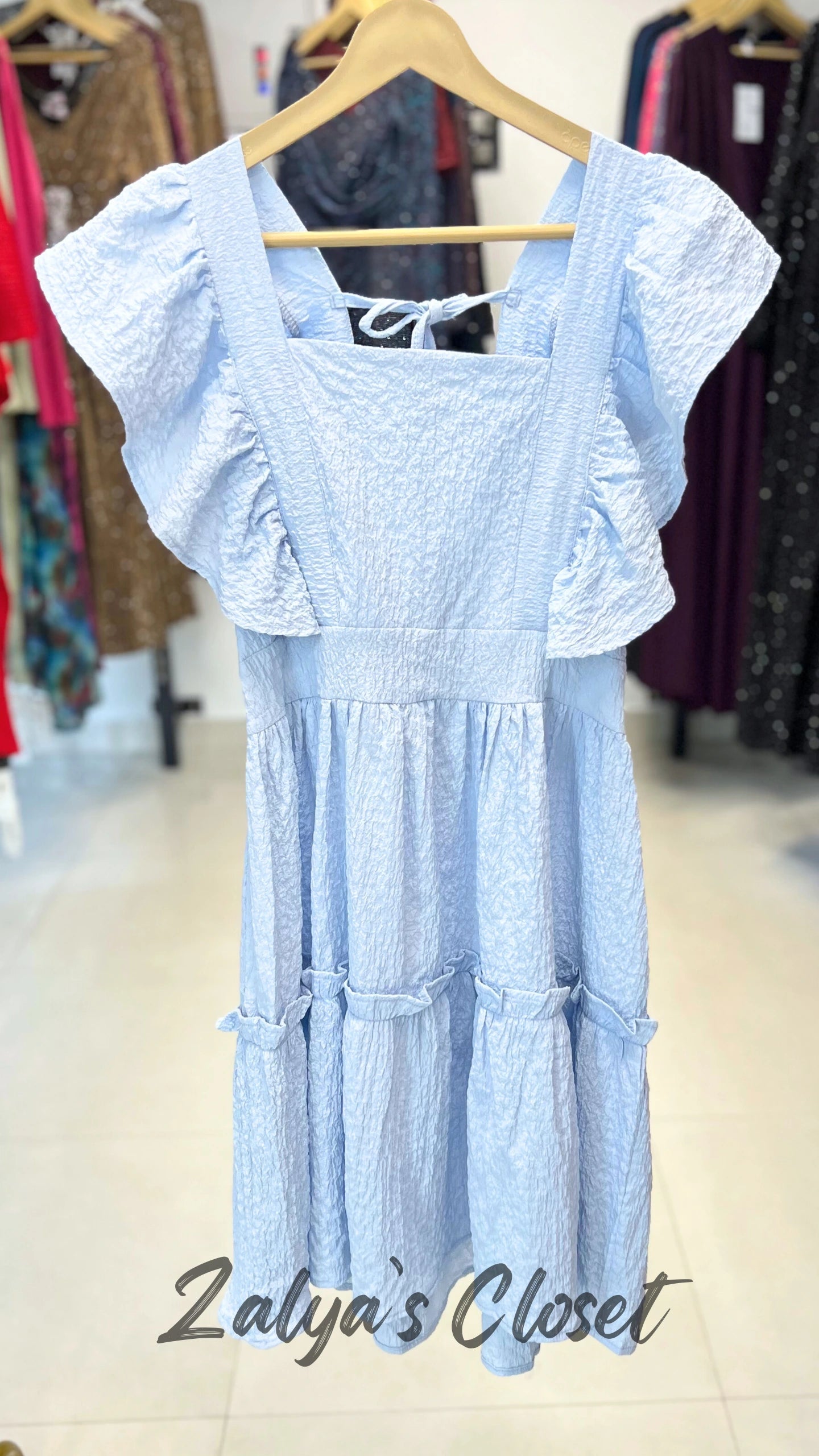 Solid Puff Tiered Dress image 1