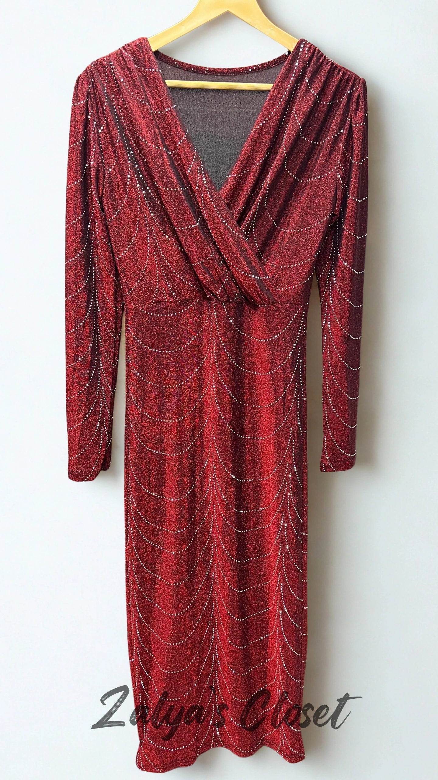 Full Stone Work V-neck Imported Dress image 5