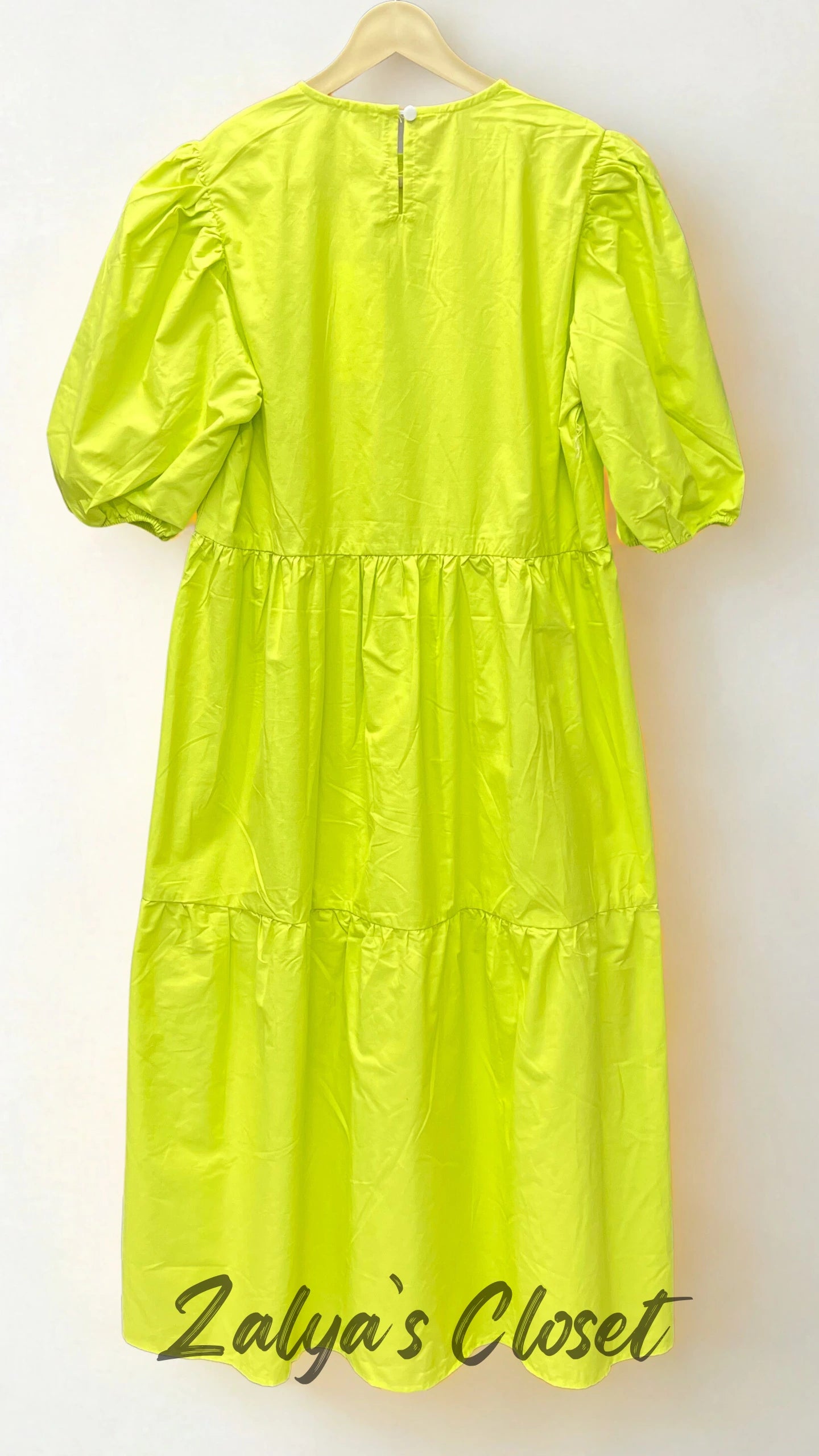 Knee Length Solid Cotton Tiered Dress image 3