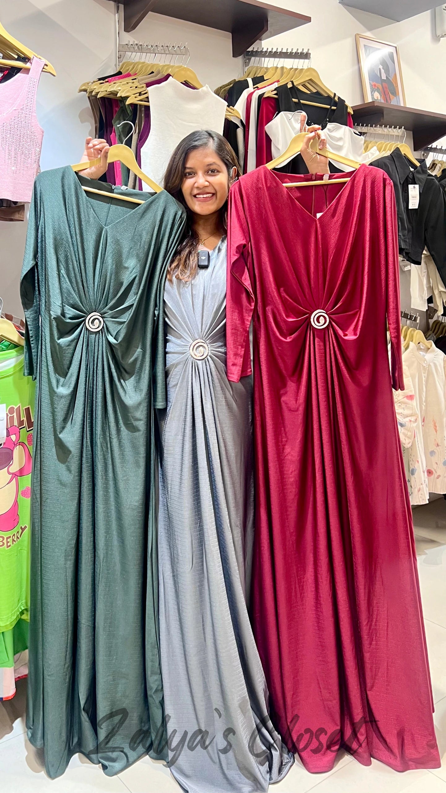 Simple Classy Full Length Dress - Green, 44 " - 48 " image