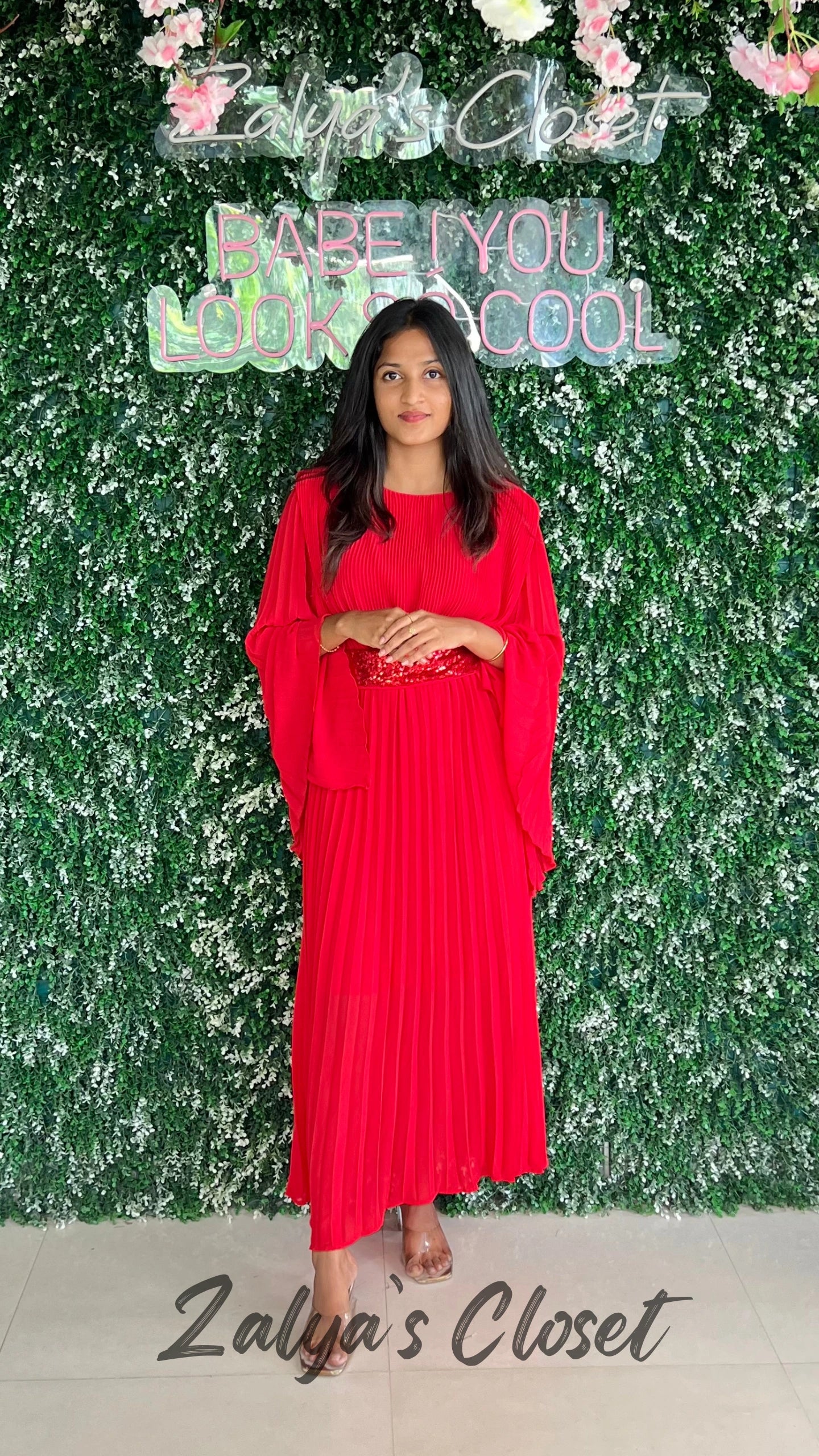 Imported Flared georgette Dress with Belt image 5