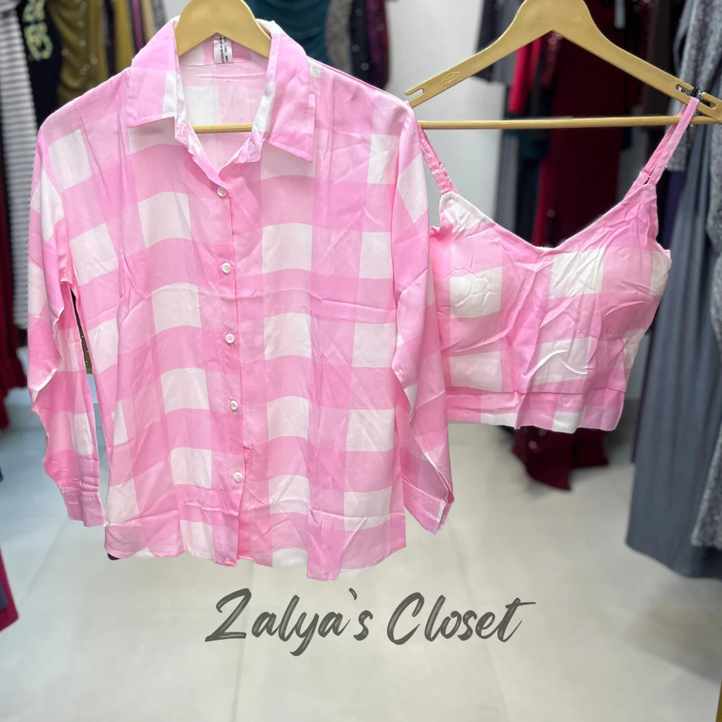 Checked Shirt with Inner - Pink image