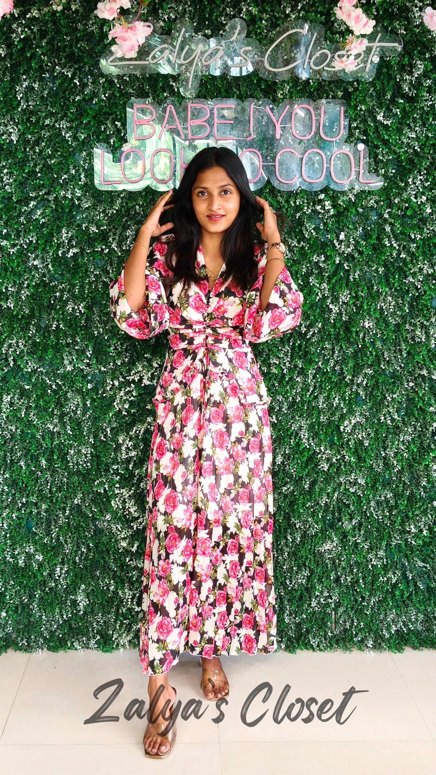 Full Length Floral Printed Dress image 4