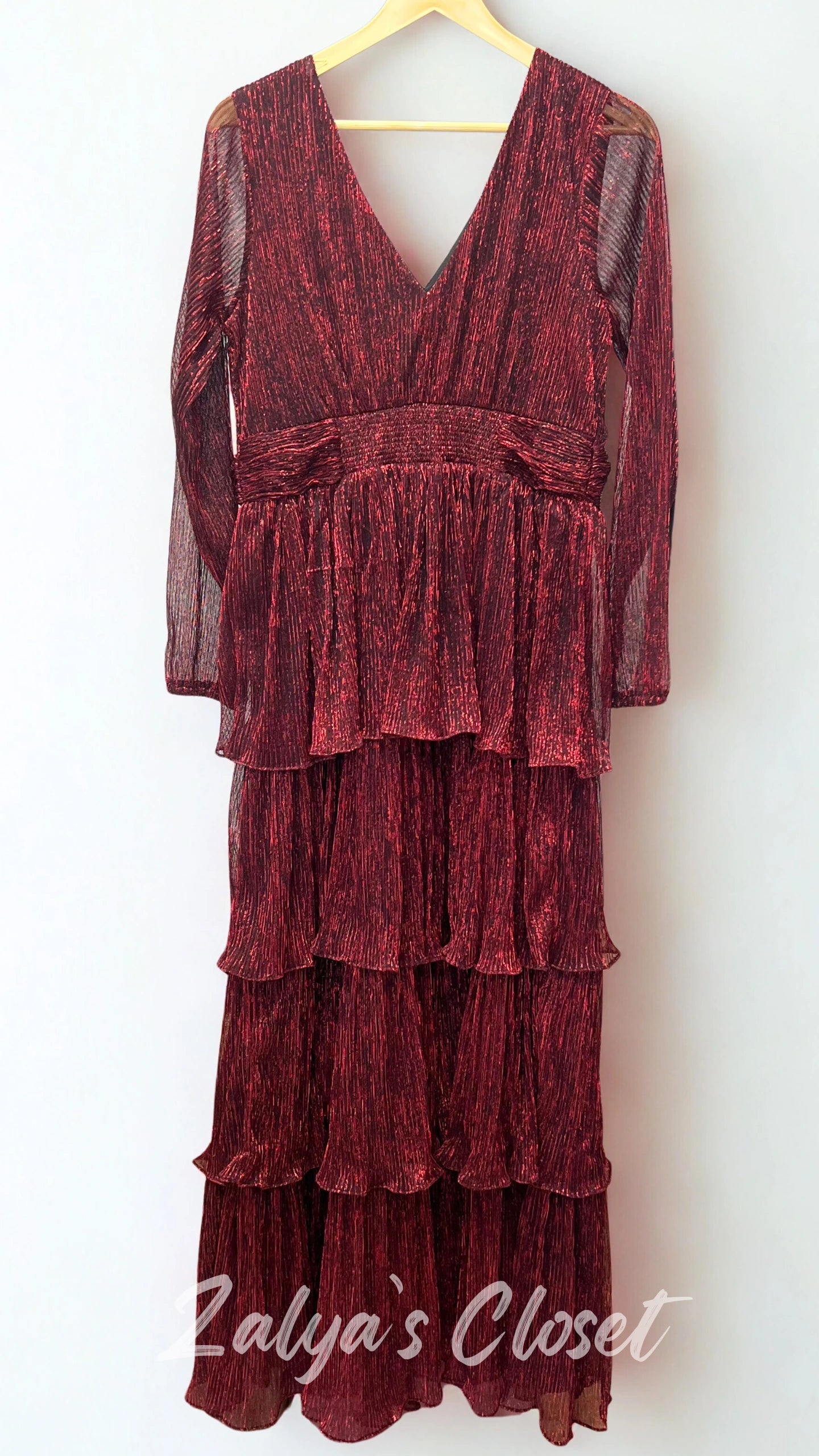 Tiered Party wear Gown - Red image