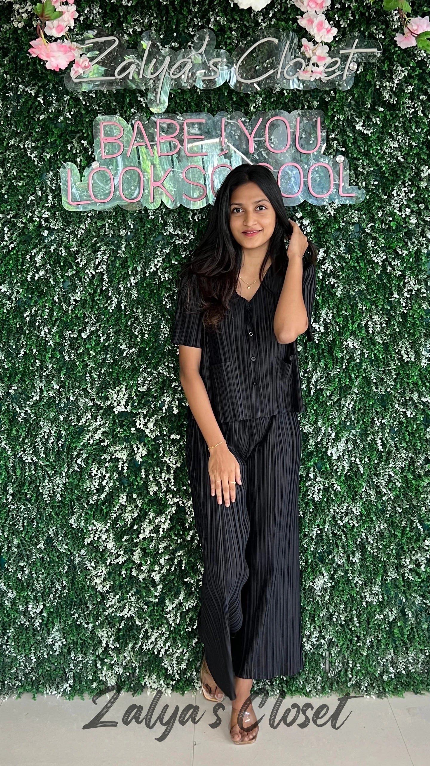 Imported Pleated Solid Co-ord Set image 3