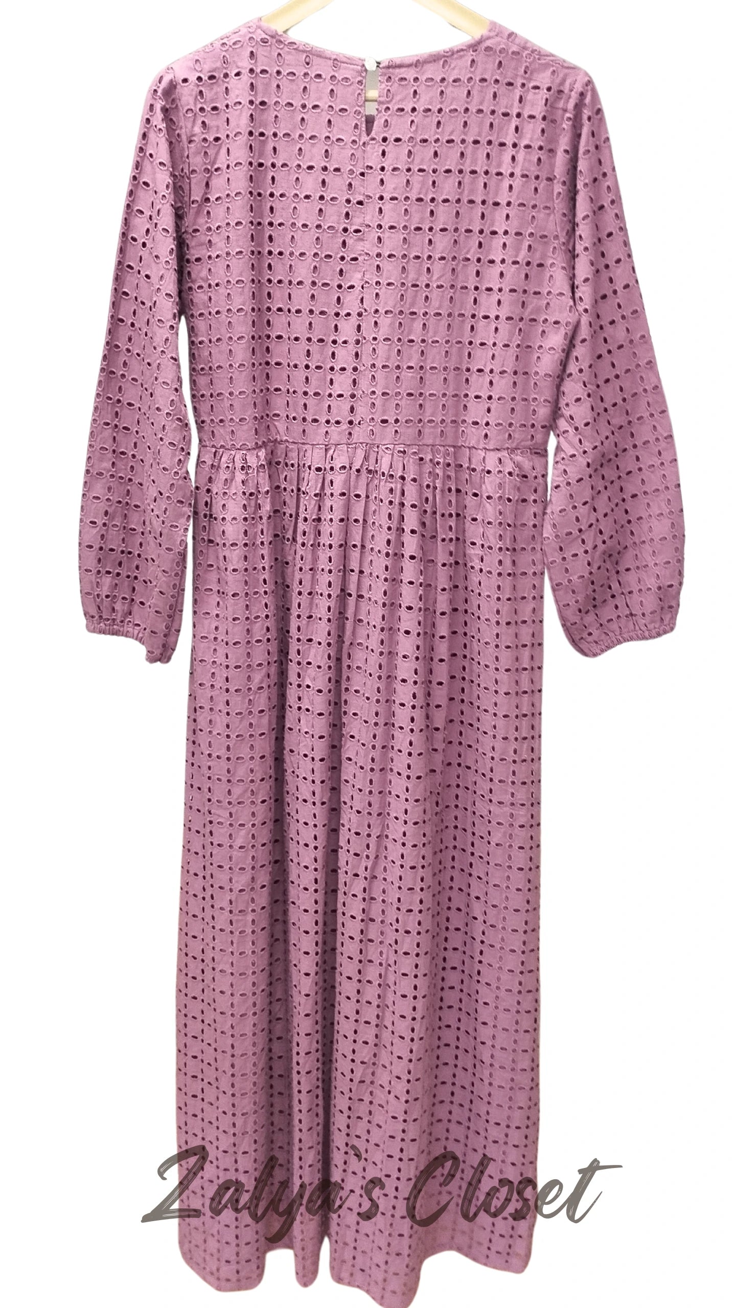 Premium Cotton Schiffli Long Dress With Belt image 4