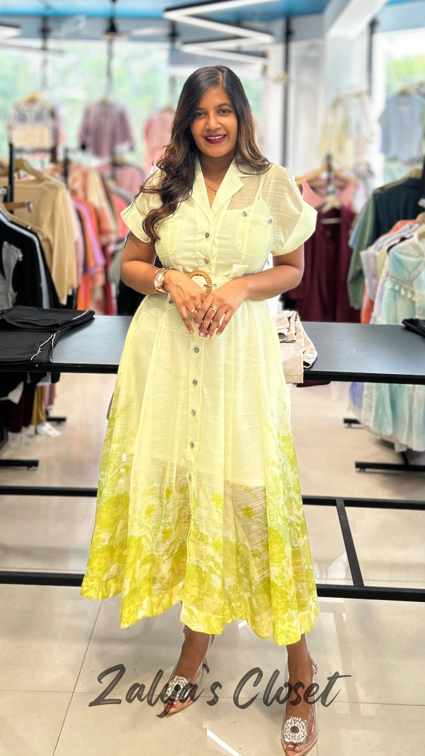 Imported Printed Dress with Inner and Belt image 3