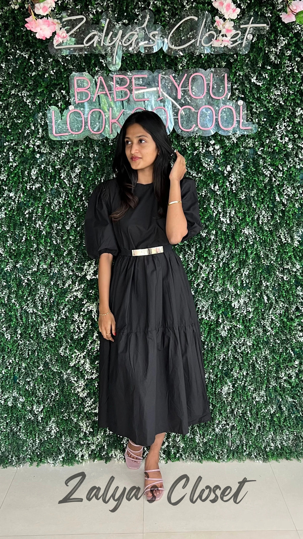 Knee Length Solid Cotton Tiered Dress image 8