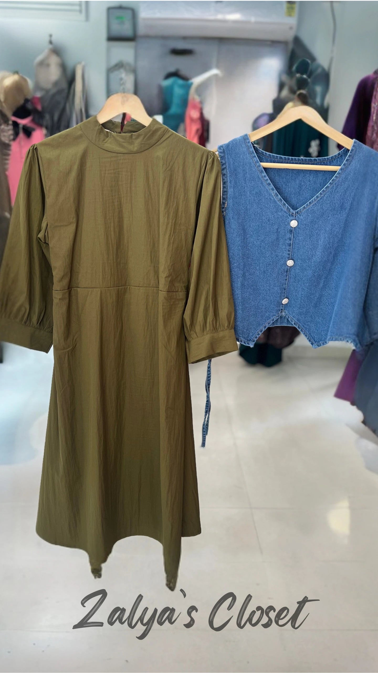 Long Dress with Denim Jacket on Top image 0