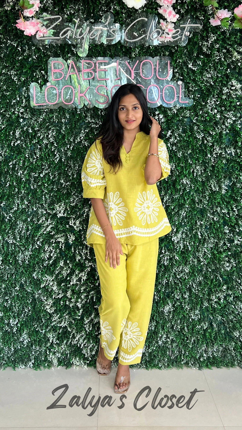 Cropped Pant and Top Co-ord Set - Mustard yellow image